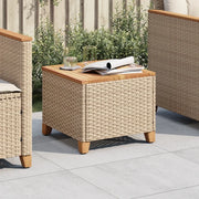 Tavolo da Giardino Beige 45x45x37 cm Polyrattan e Legno Acaciacod mxl 91144