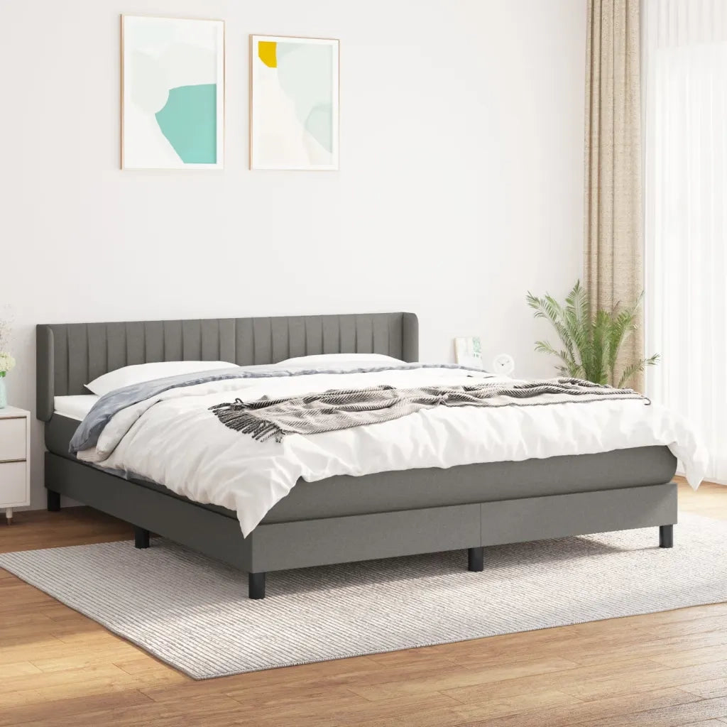 Giroletto a Molle con Materasso Grigio Scuro 180x200 cm Tessuto 3129890