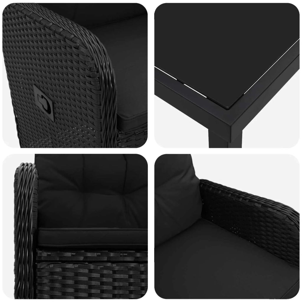 Set da pranzo per esterni 5 pz Nero polyrattan 3422430