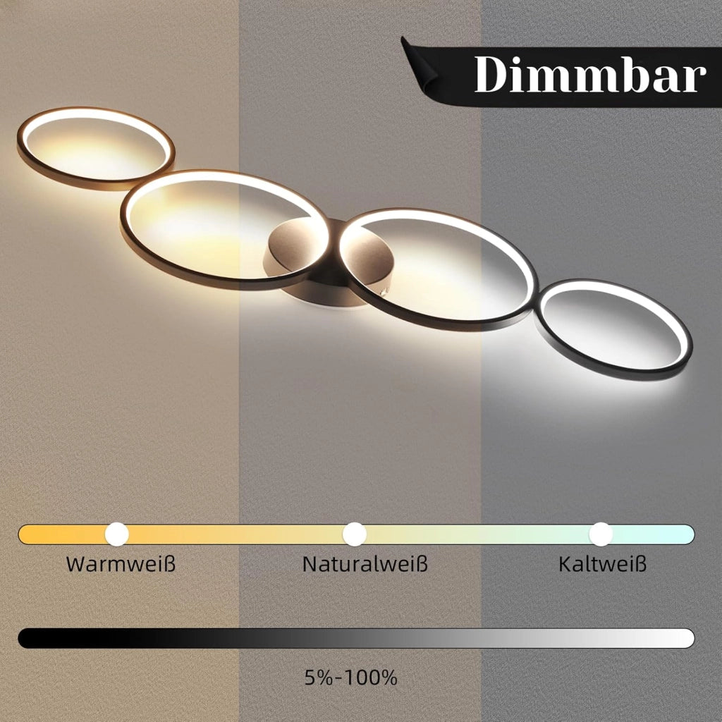 ZMH Lampada da soffitto plafoniera LED moderna telecomando design elegante 4 fiamme