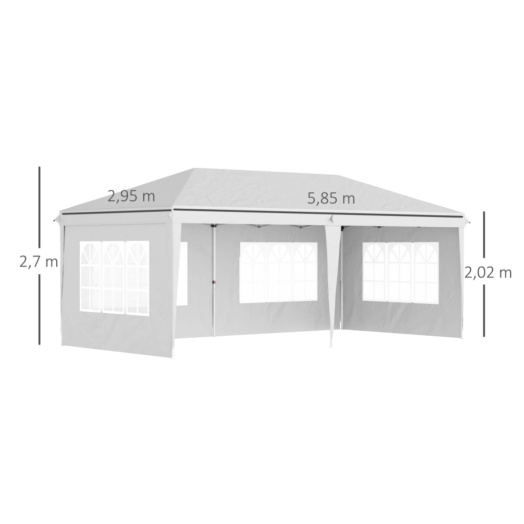Carpa Pieghevole per Giardino 6x3 m ¨C zephmum ¨C Bianco con 4 Finestre e Laterali