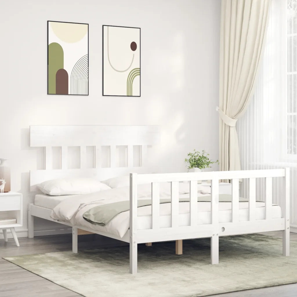 Giroletto senza Materasso-Struttura Letto Bianco 140x200 cm Legno Massello Pino 233619