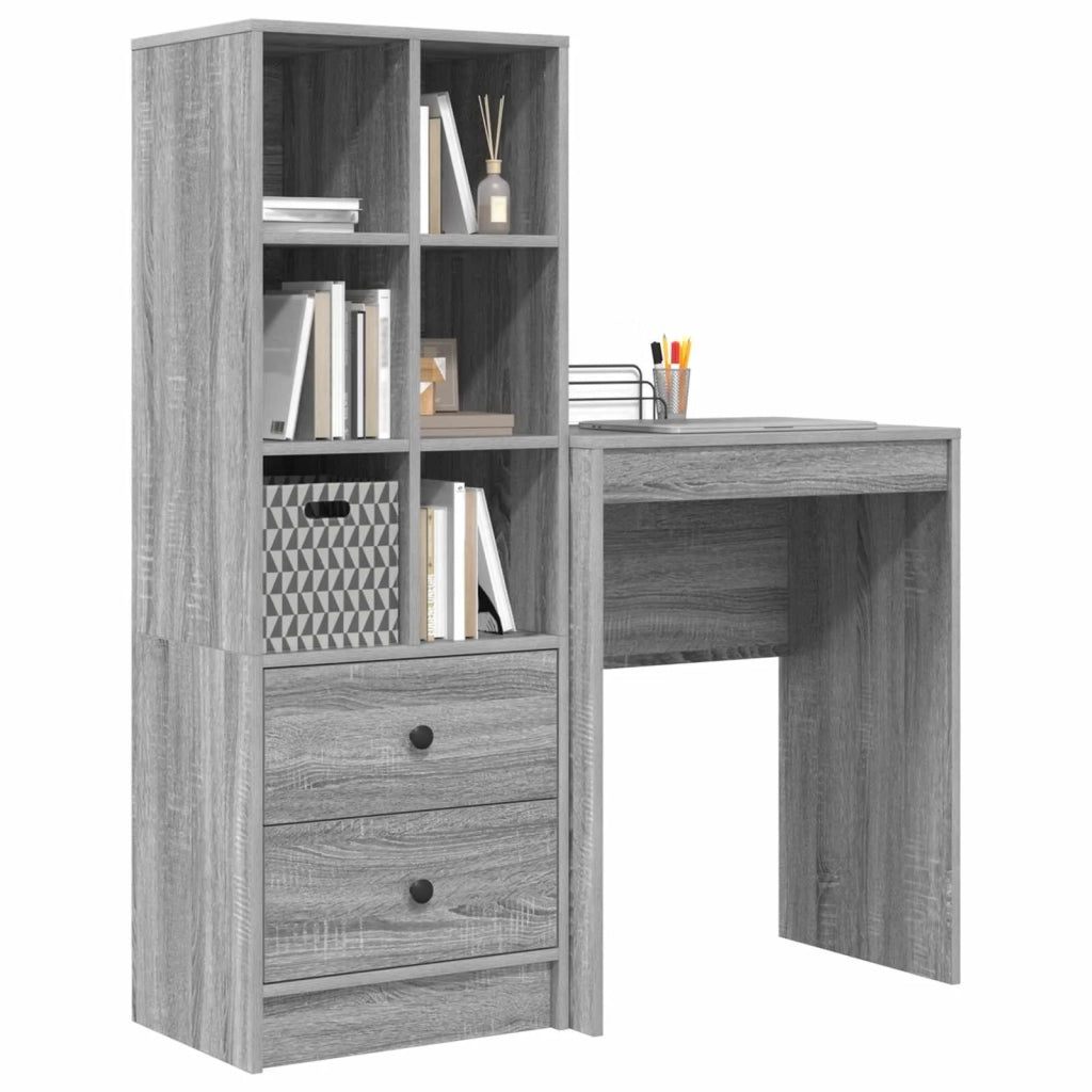 Scrivania con cassetto con lo scaffale 2 pcs Grigio Sonoma 3337302