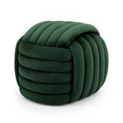 Pouf annodato in velluto 53 cm NILO Verde Bottiglia