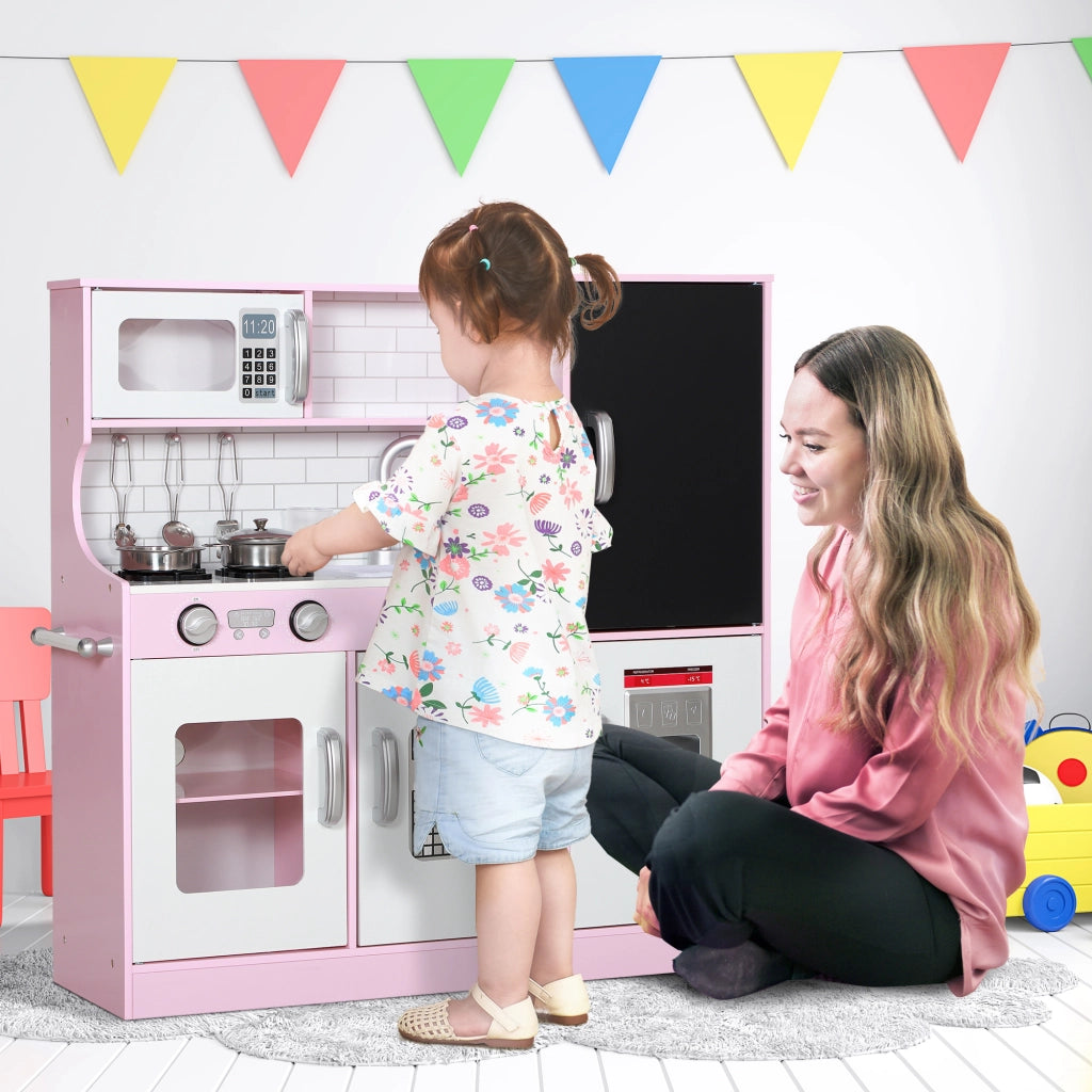 Cucina per Bambini con Accessori ¨C zephmum ¨C Rosa 83.8x26.8x81 cm