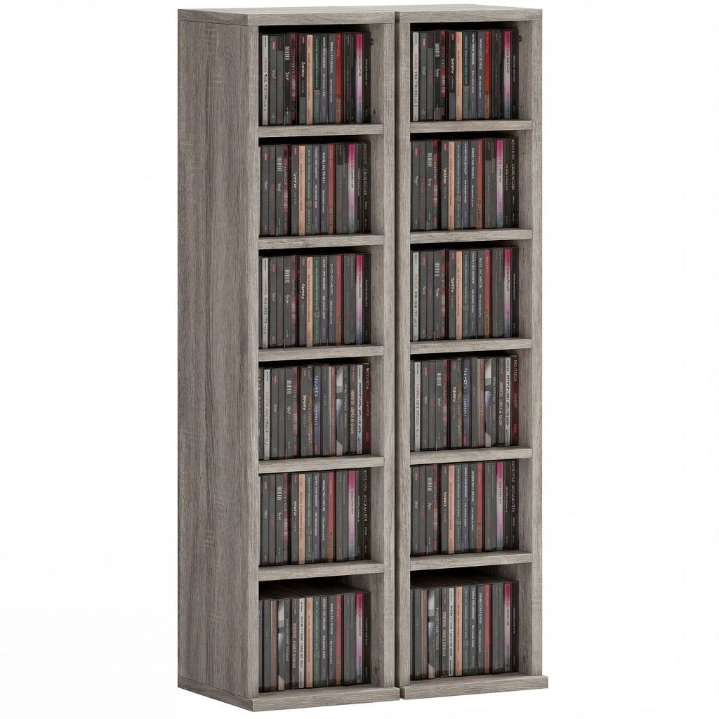 Armadio per CD e DVD ¨C zephmum ¨C 2 colonne, 12 compartimenti, 21x23x89 cm, grigio