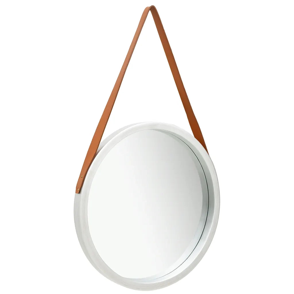 Specchio da Parete con Cinghia 50 cm Argento 320366