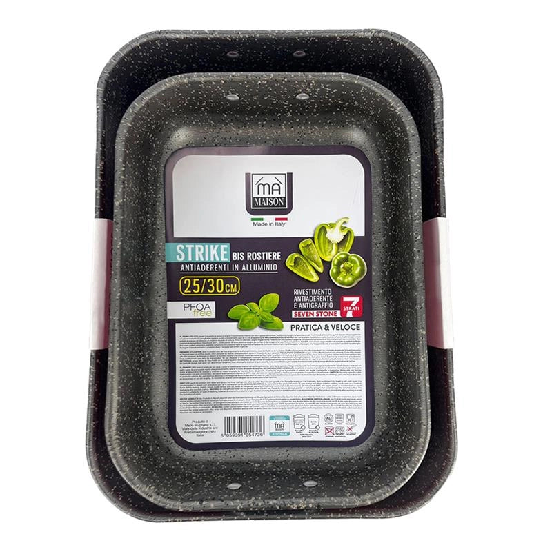 SET 2 ROSTIERE STRIKE RIVESTIMENTO ANTIADERENTE ANTIGRAFFIO IN ALLUMINIO CON MANICI  COLORE ROSSO 25/30 CM OKX