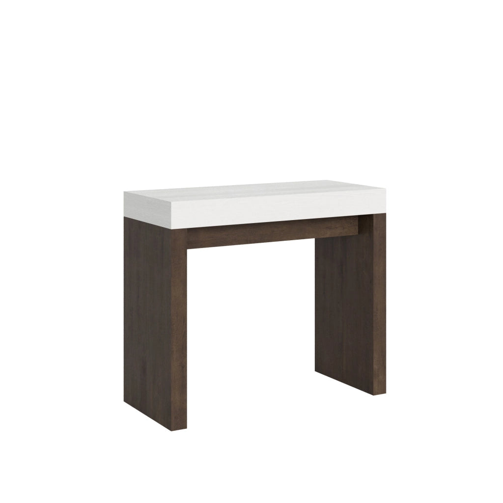 Consolle Allungabile 90-300x40x77 cm in Nobilitato Bianco e Noce