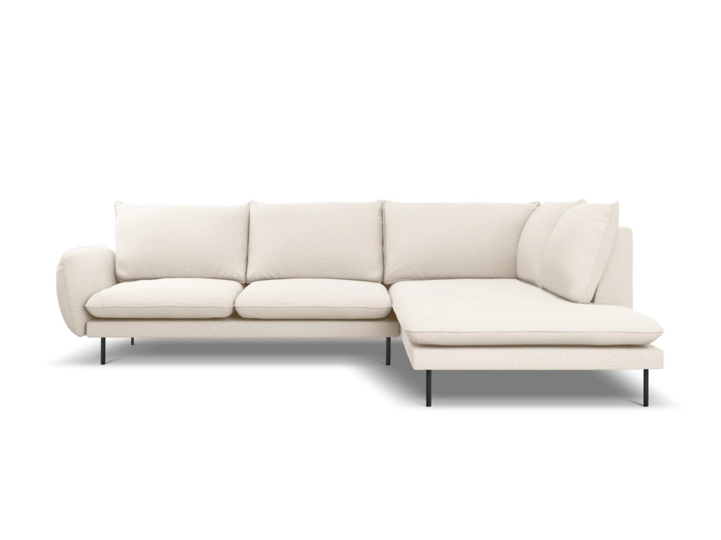 Cosmopolitan Design - Divano angolare destro "Vienna" 6 posti in bouclé beige 