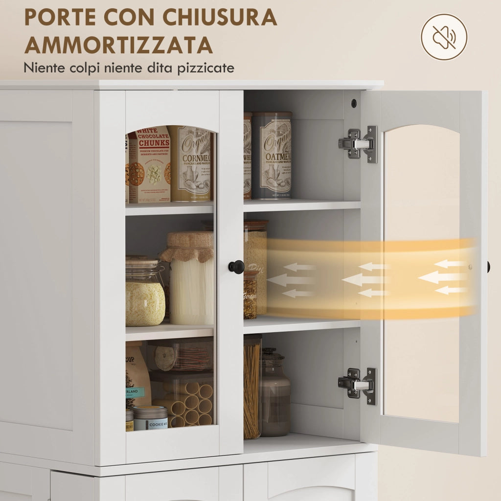 Credenza Cucina ¨C zephmum ¨C 162 cm, Ante Soft-Close Acrilico, Bianco