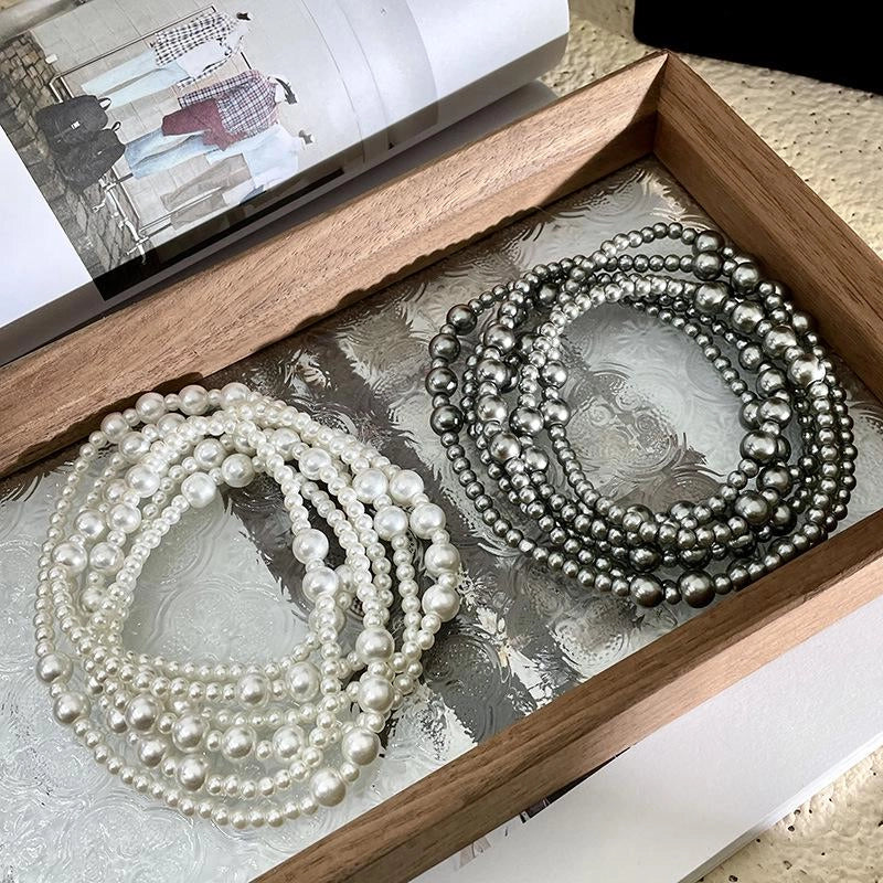 Collana di perle multistrato fatta a mano, regalo di Natale o compleanno.