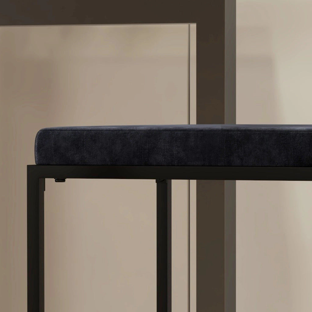 Set 2 Sgabelli Alti da Bar ¨C Xylo ¨C Velluto Nero con Cuscino e Poggiapiedi H74cm