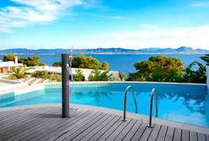 Mini Doccia Solare da Giardino 20L Miscelatore Lavapiedi e Doccetta Antracite