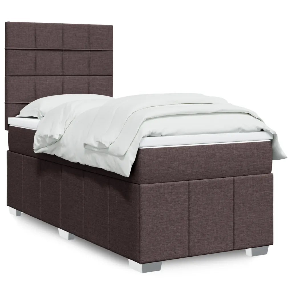 Giroletto a Molle con Materasso Marrone Scuro 100x200cm Tessuto 3291582