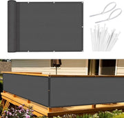 Schermo per balcone, protezione visiva, copertura per balcone, 90 x 800 cm, protezione dal vento, opaco, rivestimento per balcone, PES 170g/m², protezione dal vento e UV, con occhielli e cavi fissati, colore antracite