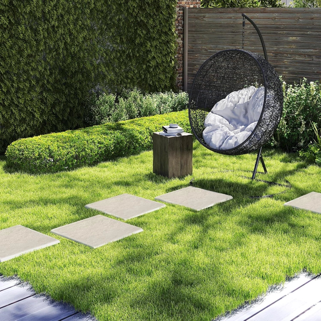 Set di 8 Pietre da Passo con Picchetti da Terra, Passerelle Decorative per Giardino, Pavimentazione Esterna Resistente a Tutte le Condizioni Meteorologiche per Prato e Giardino