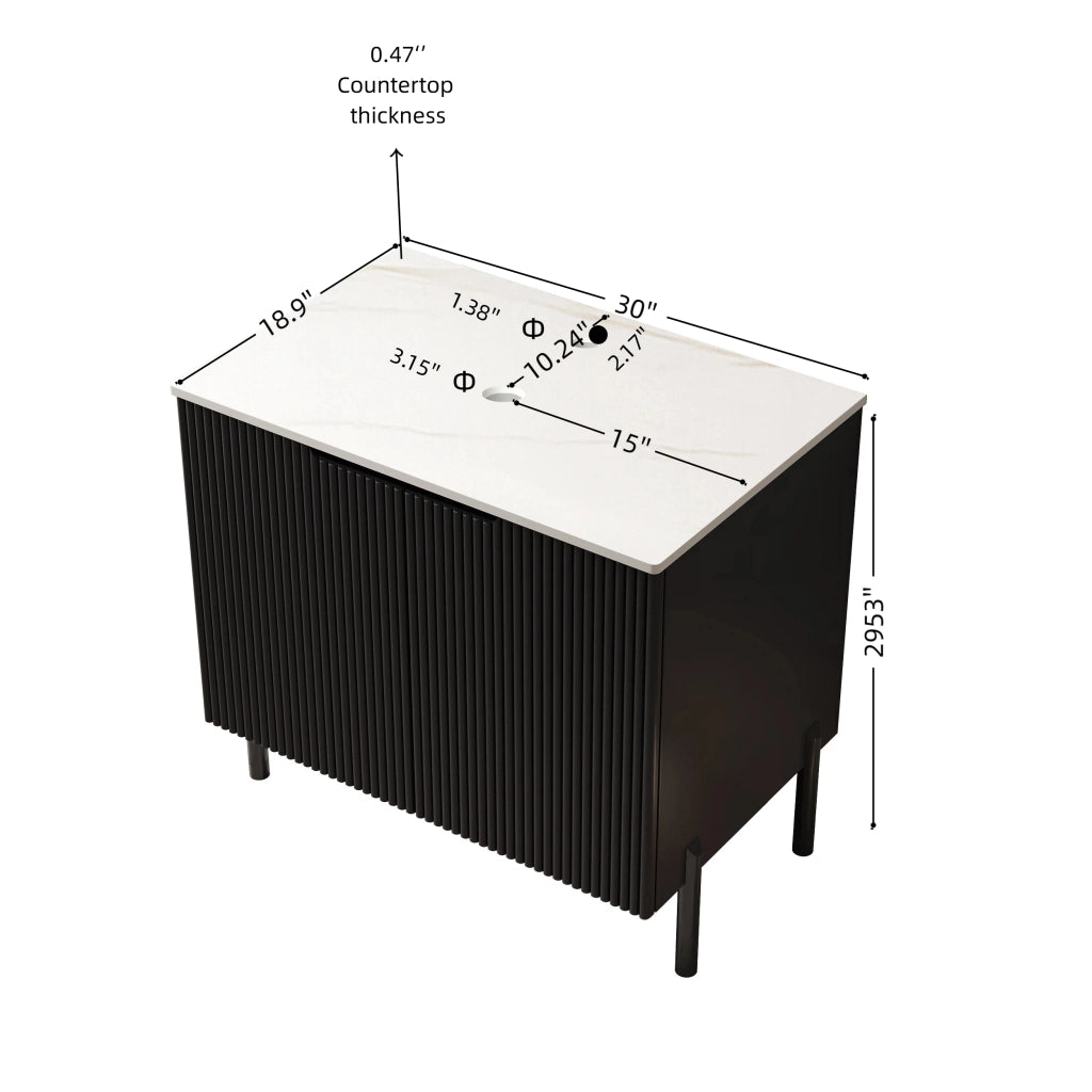 Mobile bagno con 2 ante e piano superiore; design moderno per bagno; in truciolare; MDF e compensato; nero