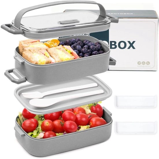 Tromba per Pane 1600 ML - Scatola per Snack Duratura - Scatola per Pic-Nic per Adulti/Bambini - Tromba per Pane con 2 Celle - Ideale per Scuola/Pic-Nic - Organizza la Tua Vita