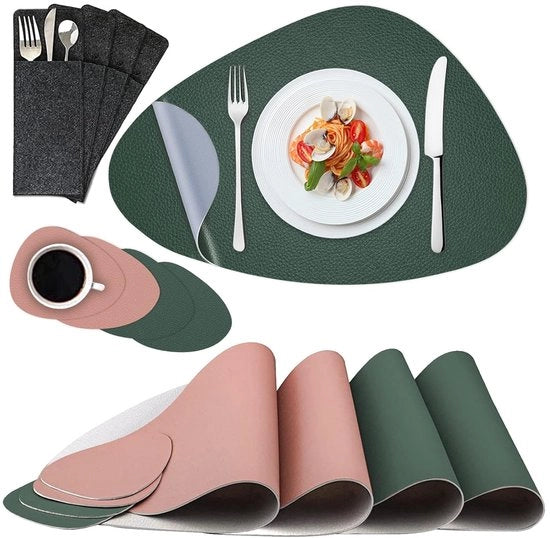 Piastelli ovale - pelle ecosostenibile - set da 4 - design classico