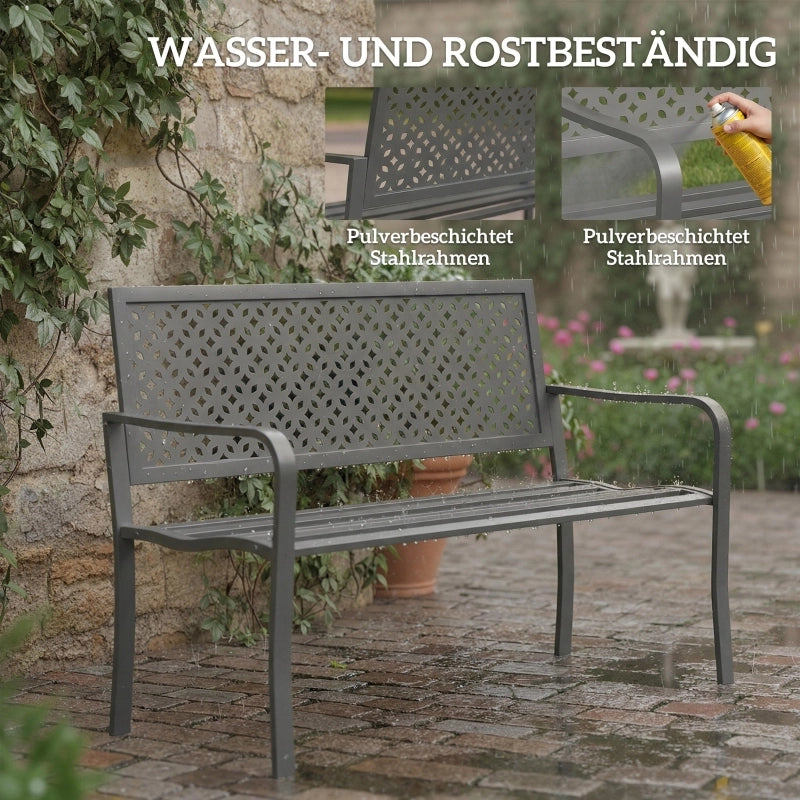 PANCHINA 2 posti in acciaio 127 x 61 x 85 cm grigio scuro