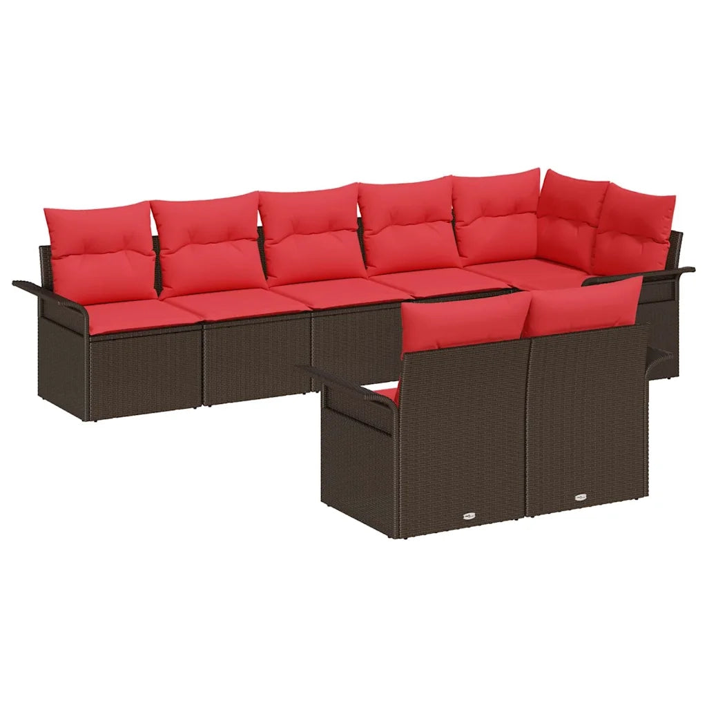 Set Divano da Giardino 8 pcs Marrone polyrattan