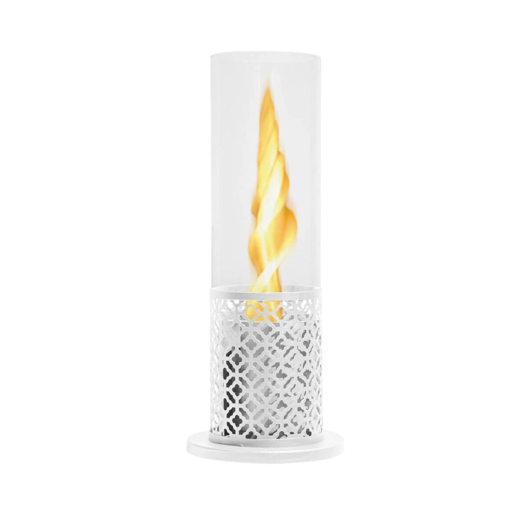 Camino a bioetanolo Alme, Caminetto ecologico, Focolare senza fumo, Riscaldatore ad etanolo, Made in Italy, 20x20 h50 cm, Bianco