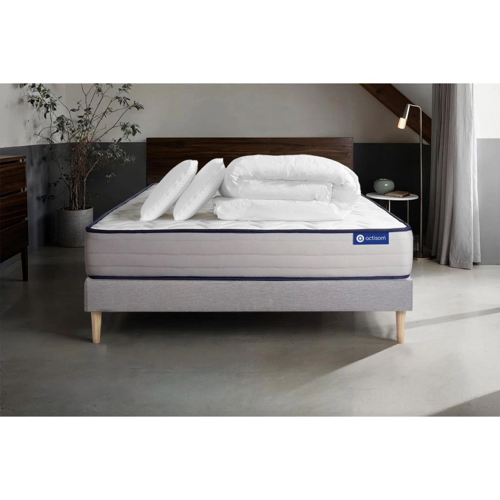 Pacchetto letto completo - Materasso 160x200cm + Box spring con doghe (kit) + 2 cuscini + Piumino - Actiflex Form