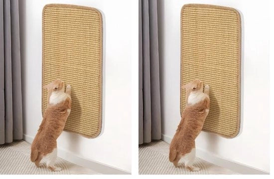 Sisal per gatti da 50x25 cm, nastro adesivo + fissaggio a doppia aderenza, tavolo per gatti, parete per gatti con disegno a nastro avvolto, protegge divani, tappeti, pareti
