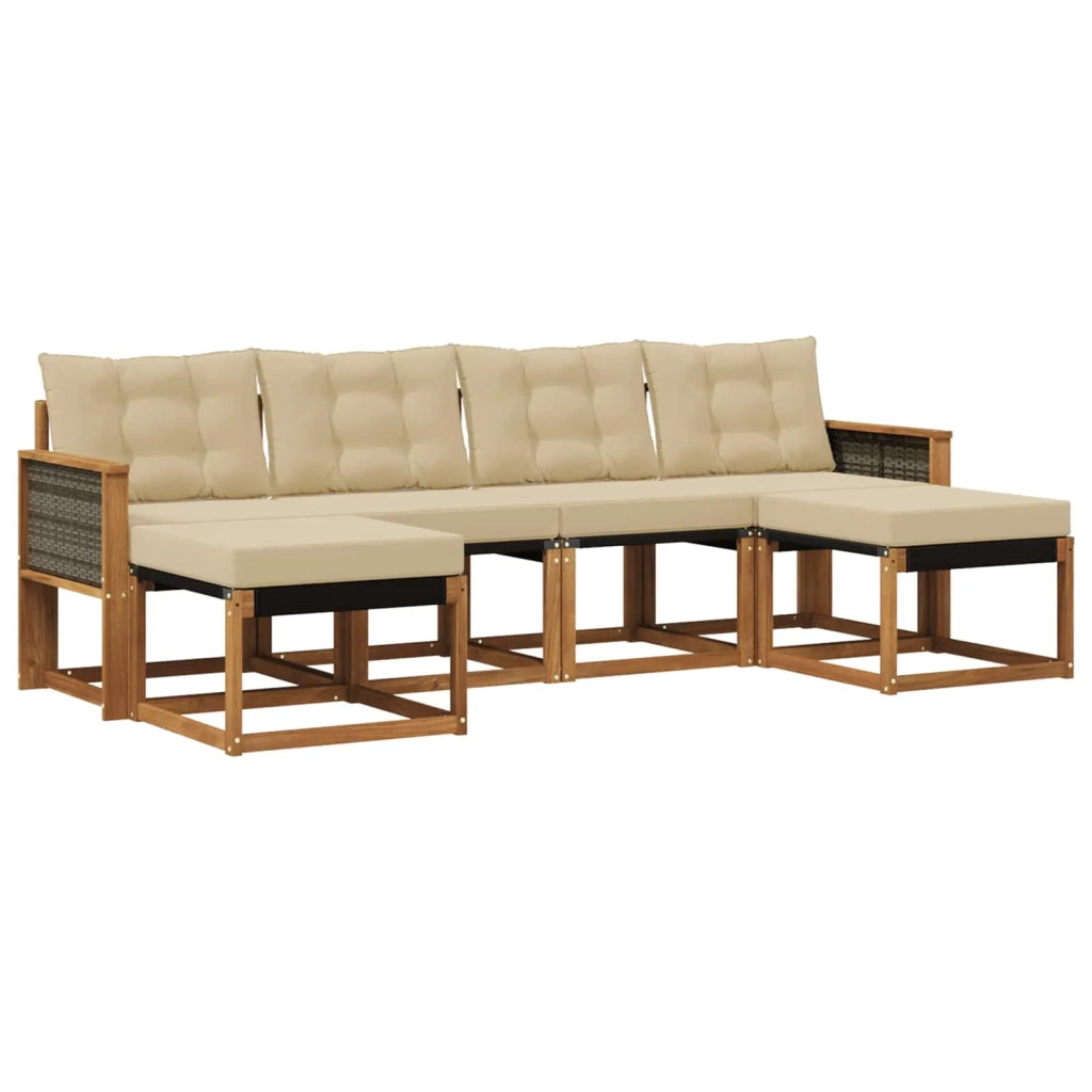 Set di divani da esterno 6 pz Naturale e Beige 3382125