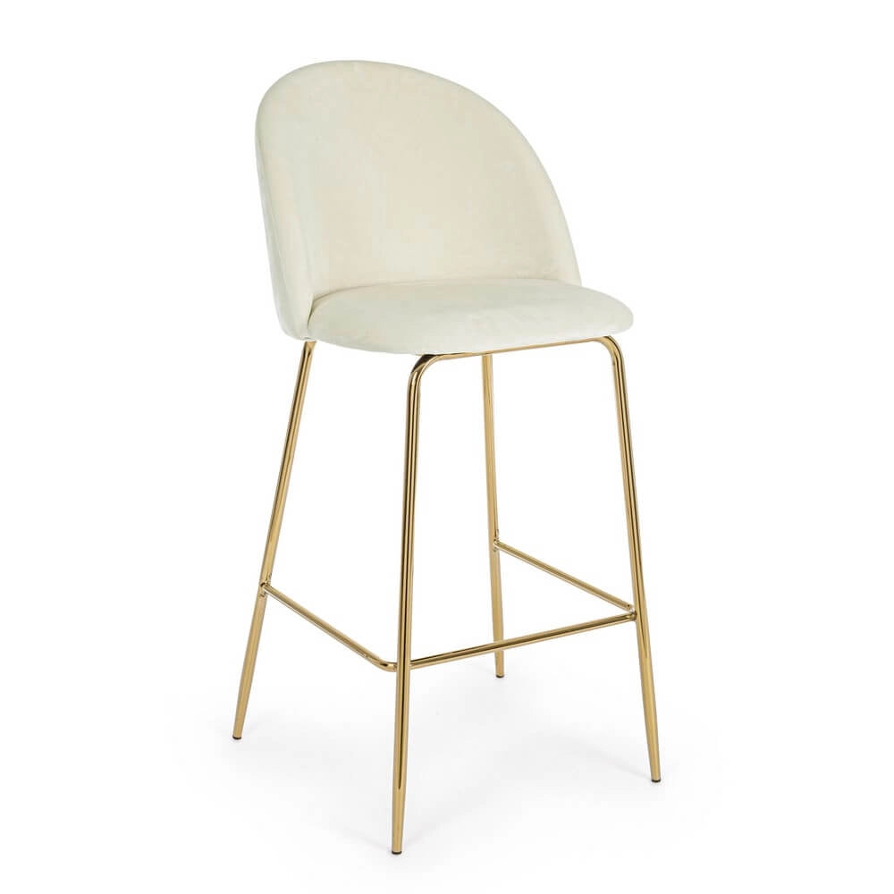 Set di 2 Sgabelli Bar in Velluto con Gambe Dorate - SIMON