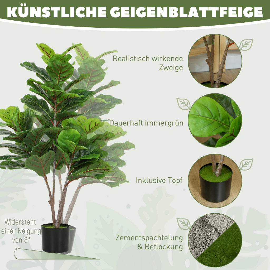 Ficus Lyrata artificiale 110cm ¨C zephmum ¨C pianta finta in vaso decorazione