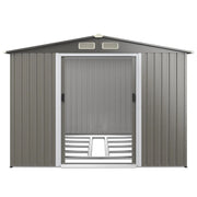Casetta da giardino in metallo 260 x 207 x 181 cm per riporre gli attrezzi in modo sicuro e di facile accesso design moderno grigio chiaro 20_0010008