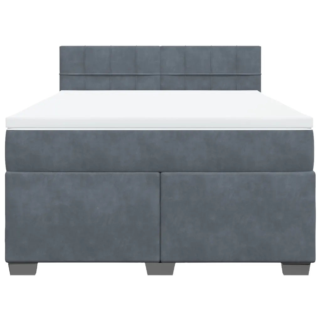 Giroletto a Molle con Materasso Grigio Scuro 140x190 cm Velluto 3286307