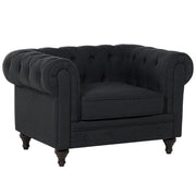 Poltrona Chesterfield Grigio Grafite Rivestimento Gambe In Legno Scuro Contemporaneo