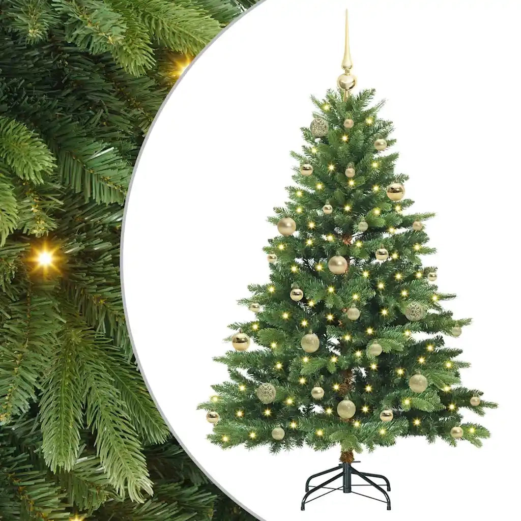 Albero di Natale | Decorazioni natalizie artificiale con 150 LED Verde 150 cm PE e PVC