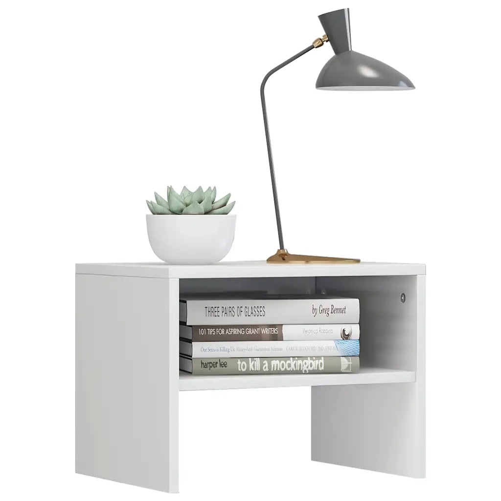 Comodino Bianco Lucido 40x30x30 cm in Legno Multistrato 800075