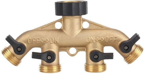 Splitter per tubi idraulici - Distributore d'acqua - Connettore per tubi - Fermo tubo per irrigazione - Tubo per giardino - Adatto per irrigazione esterna - (Fitta 3/4)