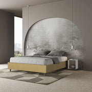 Letto matrimoniale con rete imbottito 160x190 tessuto Labirinto 6 giallo Azelia