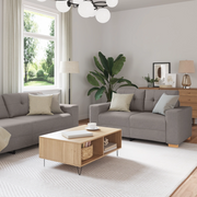 Set Divano a 2 Pezzi con Cuscini in Tessuto Taupe