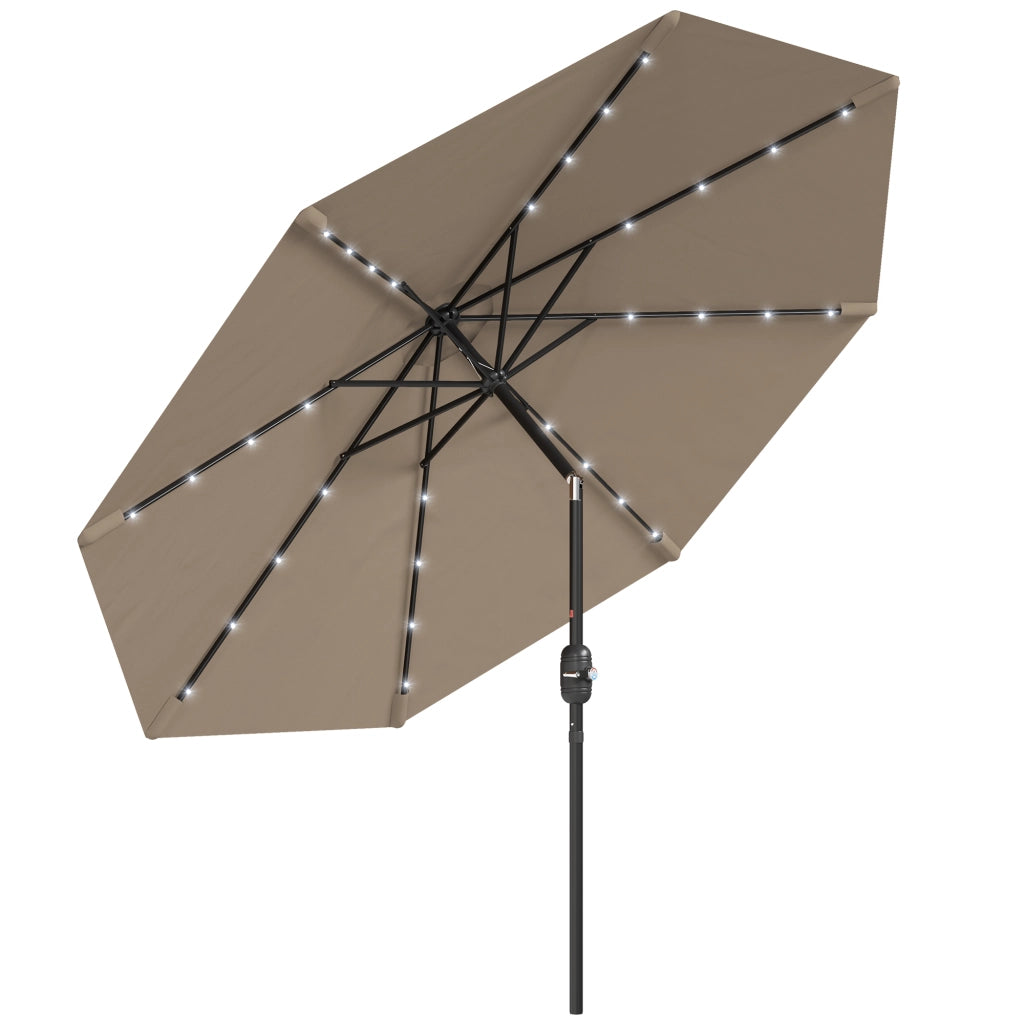 Ombrellone da Giardino 265 cm con Luce LED Solare e Manovella ¨C Zephmum ¨C Caqui