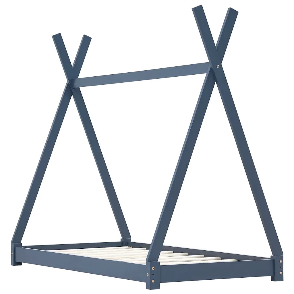 Giroletto per Bambini | Letto Infantile | Lettino Grigio in Massello di Pino 90x200 cm