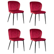 Marvin Sedia in Velluto Rosso PARIGI con Struttura in Metallo e Seduta Imbottita, Poltroncina di Design Moderno  4 Sedie