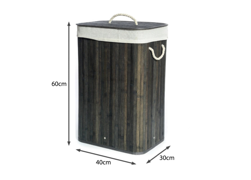 Cesta Portabiancheria Con Coperchio Contenitore Multiuso Bamboo Tinta Unita - Cesta - Grigio