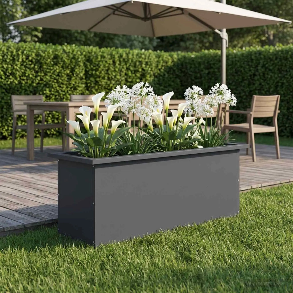 Fioriera da giardino con LED Antracite 30 x 80 x 30 cm Acciaio 8008102