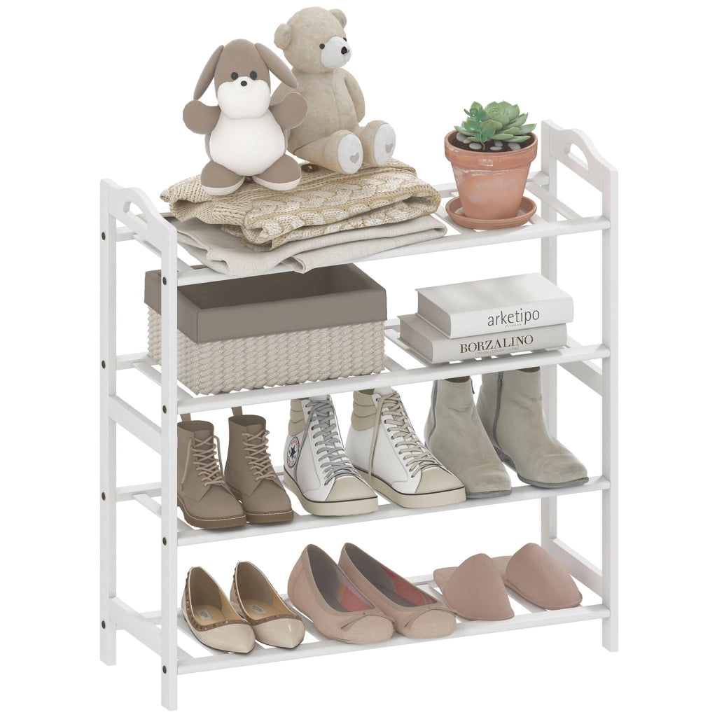 Scaffale per Scarpe in Bamb¨´ 12 Pares ¨C zephmum ¨C Bianco 67.5x24.7x72 cm