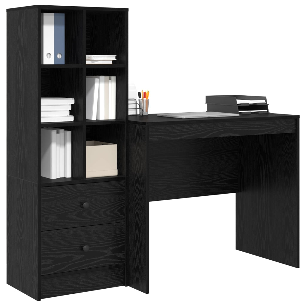 Scrivania con storage Rovere nero Legno ingegnerizzato