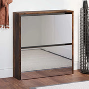 Scarpiera con Specchio a 2 Livelli Rovere fumo 63x17x67 cm 342632
