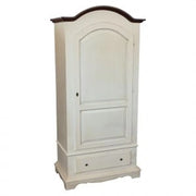 Armadio in legno massiccio 1 anta mod Rovigo Shabby chic bianco anticato e noce scuro