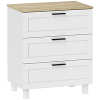 Cassettiera 3 Cassetti Moderna 60x38x71 cm in Legno Bianca e color Legno